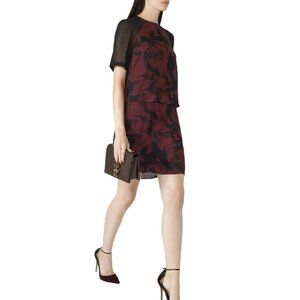 Reiss Purple Black Sheer Beaded Dress 0 NWOT